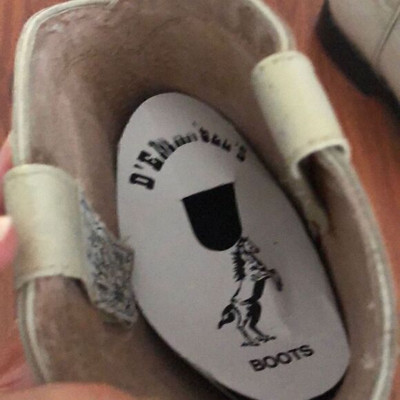 NEW ￼D\'emanuel\'s Cream handmade cowboy western boots vintage size 25 Mexico 7 me